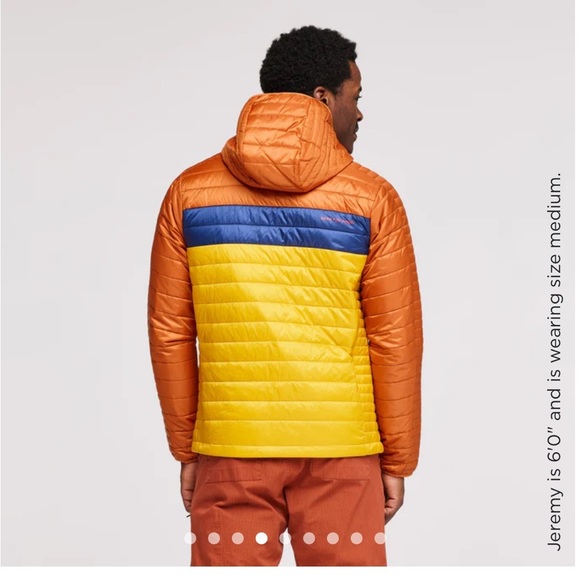 Cotopaxi Men's Large Capa Insulated Hooded Jacket Yellow Orange Mezcal NWT Puff - Picture 13 of 16